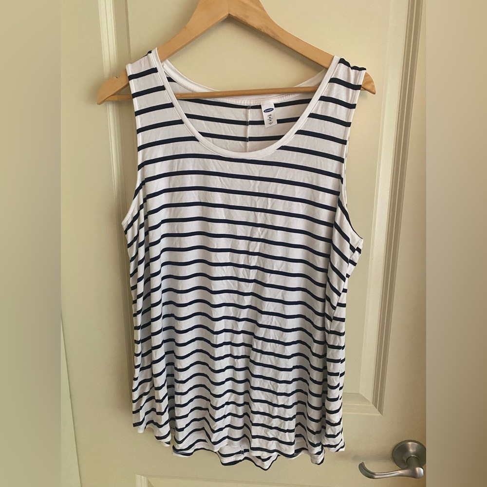 Old Navy Luxe Navy and White Striped Tank Top